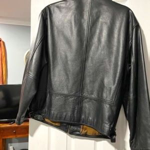Black leather motorcycle jacket